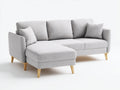 Sofás de esquina en L tapizados en tejido texturizado 248x160x86 cm gris claro para salón diseño nórdico