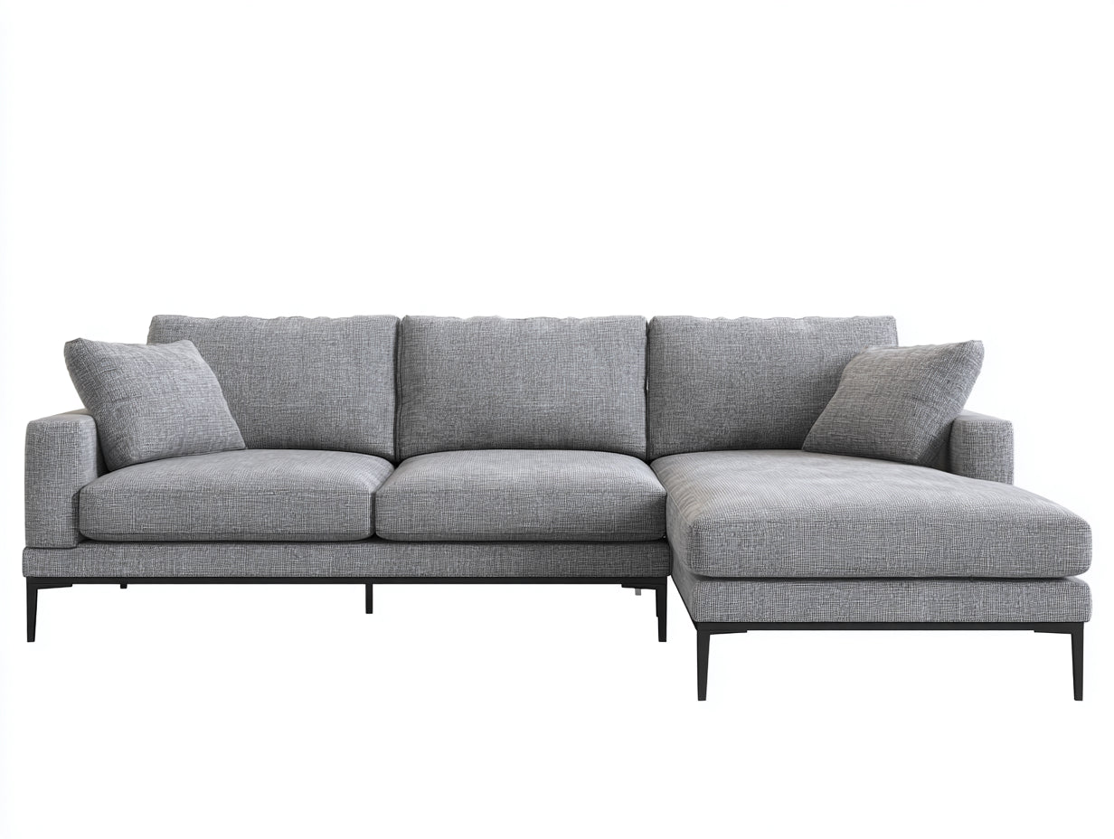 Sofás de esquina tapizados en tela 300x170x82 cm - gris-negro - asiento alargado