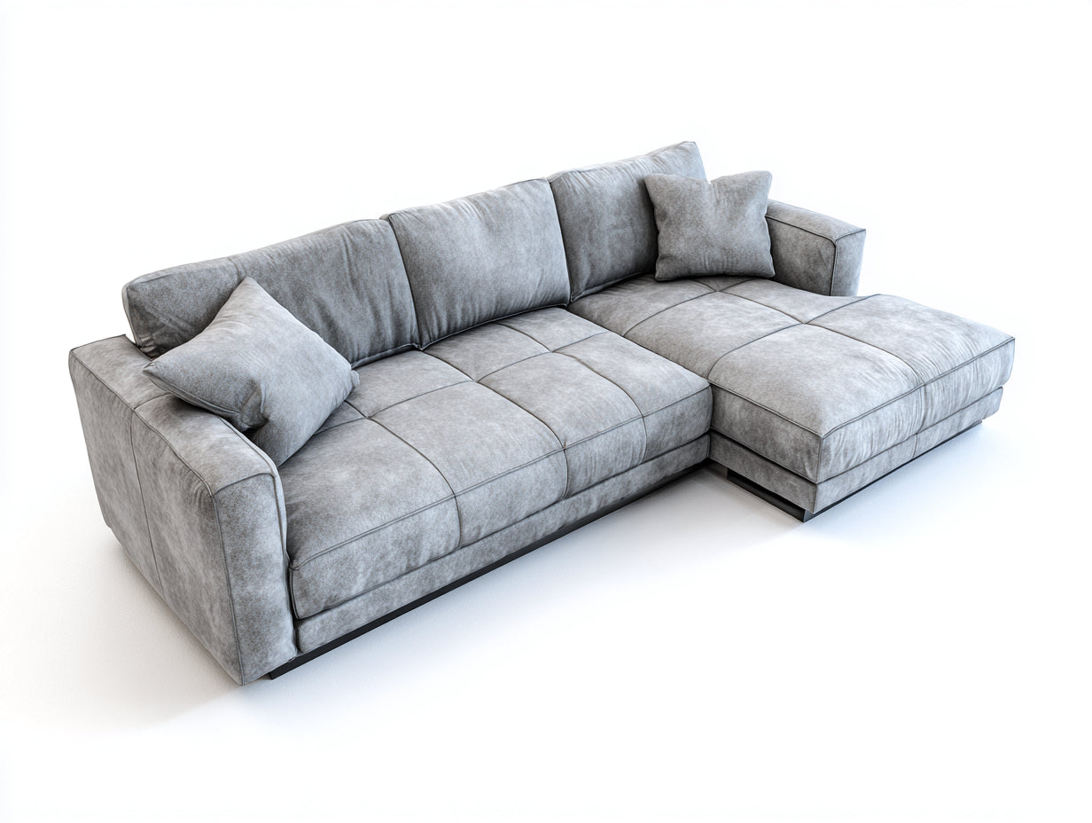 Sofás de esquina tapizados en microfibra 320x185x80 cm - gris-negro - diseño bajo modular