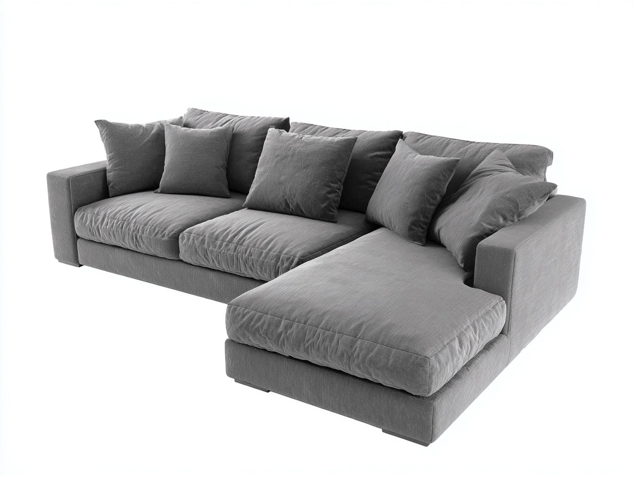 Sofás de esquina tapizado en tela 285 x 175 x 82 cm - gris - diseño moderno con módulo de descanso