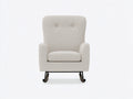 Mecedoras tapizadas en tela 84x76x102 cm - beige-negro-nogal - respaldo alto con botones