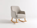 Mecedoras tapizadas en tejido 78 x 84 x 90 cm - beige y madera natural - base balancín