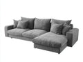 Sofás de esquina tapizado en tela 300x190x82 cm gris para salón estilo moderno