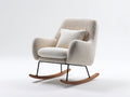 Mecedoras tapizada en tela bouclé 78x88x92 cm beige para salón con base metálica y balancines de madera estilo moderno