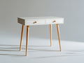 Mesas de oficina de madera 110x50x78 cm - blanco y madera natural - 2 cajones estilo nórdico
