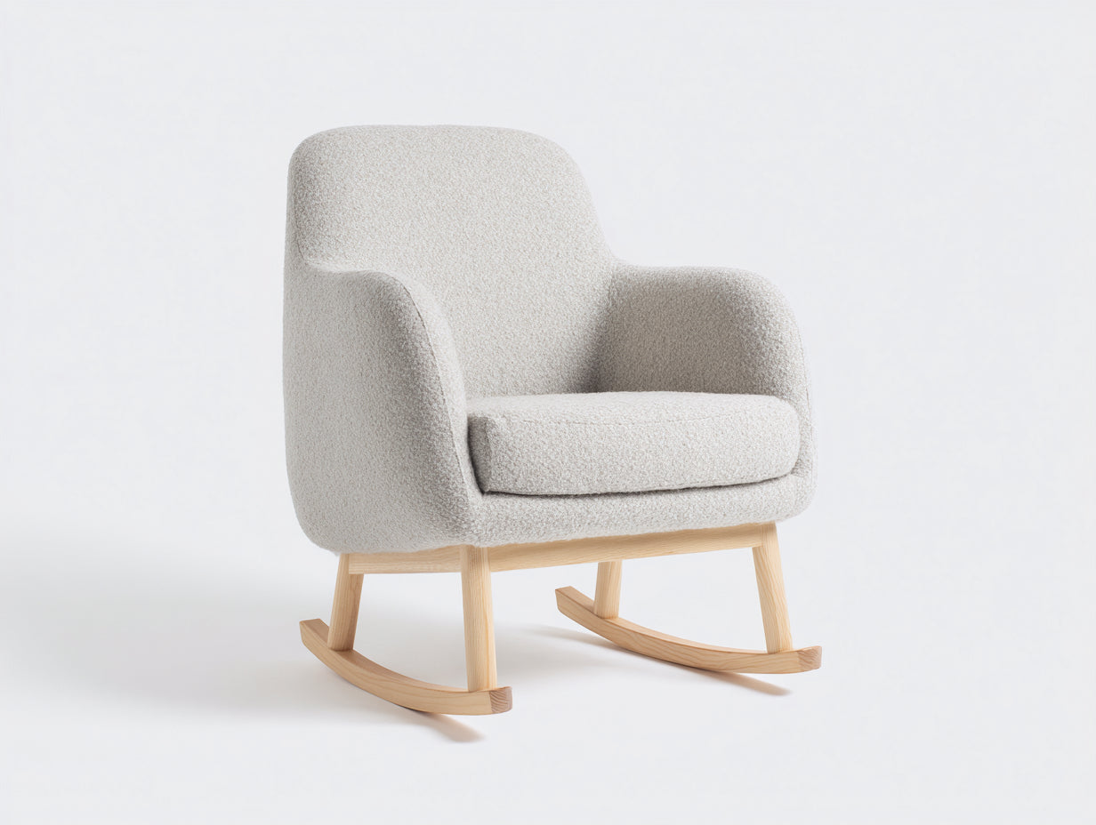 Mecedoras tapizadas en tejido texturizado 86x76x92 cm beige claro para salón diseño contemporáneo