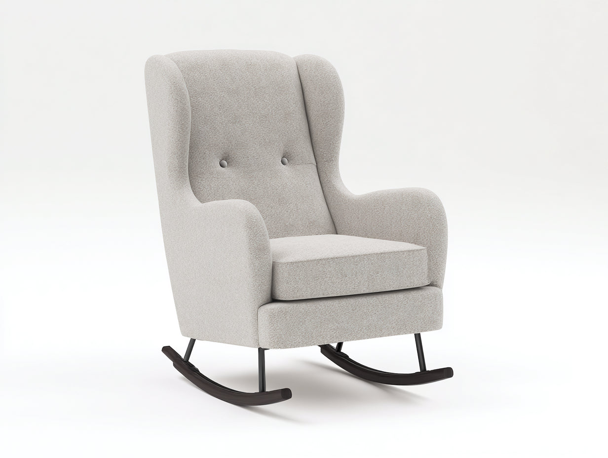 Mecedoras tapizadas en tejido texturizado 88x80x103 cm - gris claro-negro - respaldo orejero