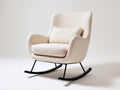 Mecedoras tapizadas en tejido bouclé 92x82x91 cm - crema-negro - diseño envolvente