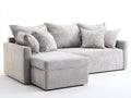 Sofás de esquina tapizado en tela 285x170x82 cm - gris claro - diseño moderno con chaise