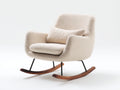 Mecedoras tapizadas en tejido bouclé 94x83x89 cm - crema-marrón-negro - base de madera curvada