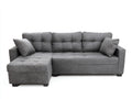 Sofás de esquina tapizados en tela 285x165x86 cm - gris-negro - asiento alargado acolchado