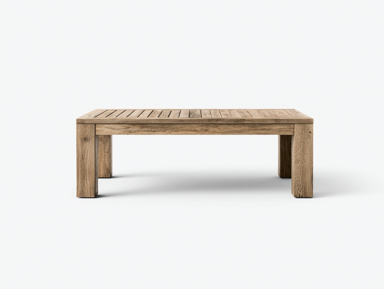 Mesas de jardín de madera 180x90x75 cm - madera natural - tablero rectangular con lamas