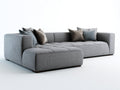 Sofás de esquina en L tapizados en tejido texturizado 305x190x78 cm gris para salón diseño contemporáneo